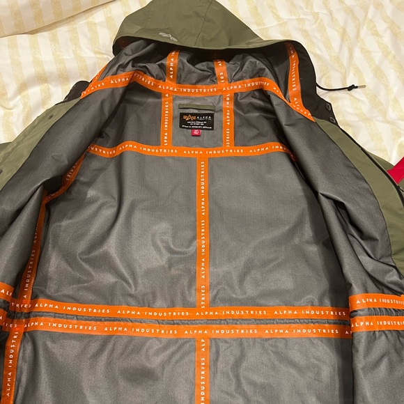 Mens Alpha Industries Sage Green Deluge Ripstop Fishtail Jacket - S - Picture 6 of 9